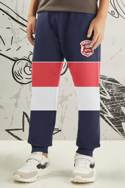 Parish Nation Boy's Contrast Panel Minor Fault Jogger Pants Kid's Jogger Pant Minhas Garments Navy & Red 2T 