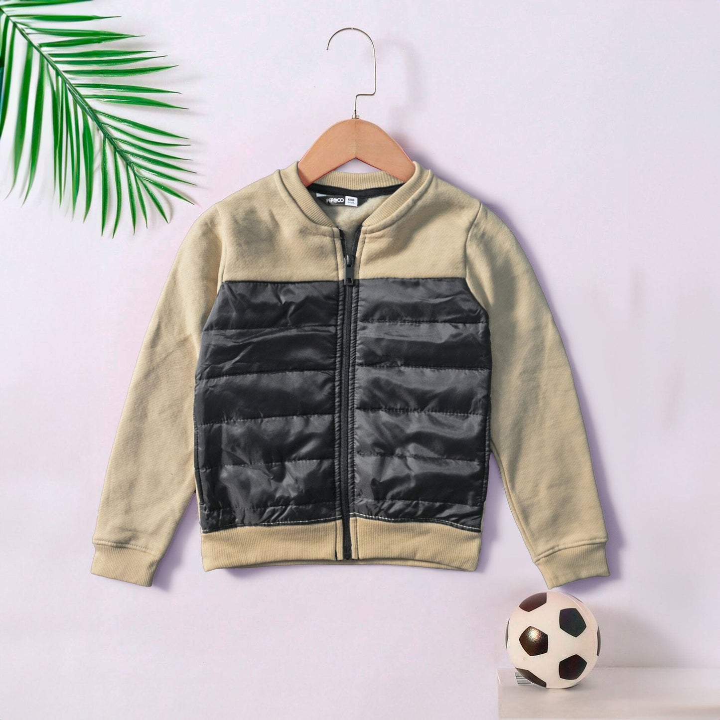 Pepco Boy's Contrast Design Bomber Jacket Boy's Jacket SZK Light Brown & Black 2-3 Years 