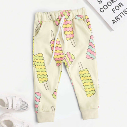 Lefties Kid's Kemer Printed Terry Jogger Pants Kid's Trousers SNR Cream 9-12 Months 