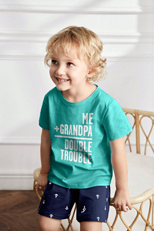 Le Printemps Kid's Me + Grandpa Printed Tee Shirt Kid's Tee Shirt Athar Traders 