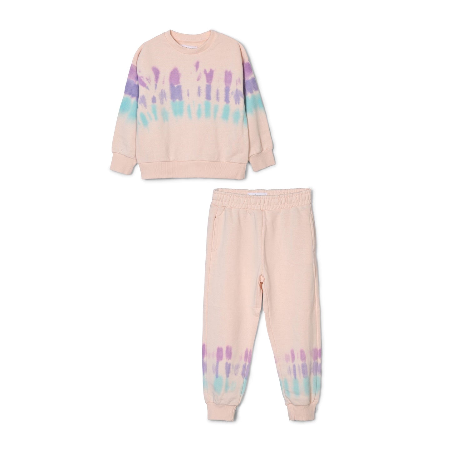 Minoti Kid's Tie & Dye Style Terry Tracksuit Kid's tracksuit SZK Powder Pink 2-3 Years 