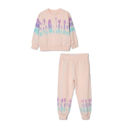 Minoti Kid's Tie & Dye Style Terry Tracksuit Kid's tracksuit SZK Powder Pink 2-3 Years 