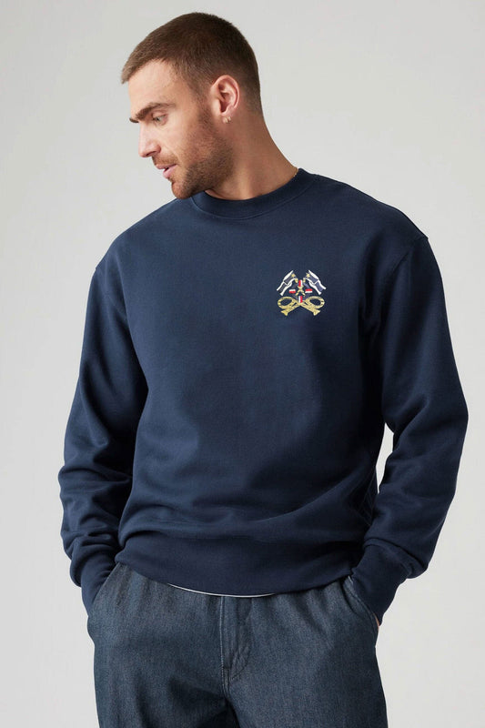 Tuman Men's Double Flag Embroidered Sweat Shirt