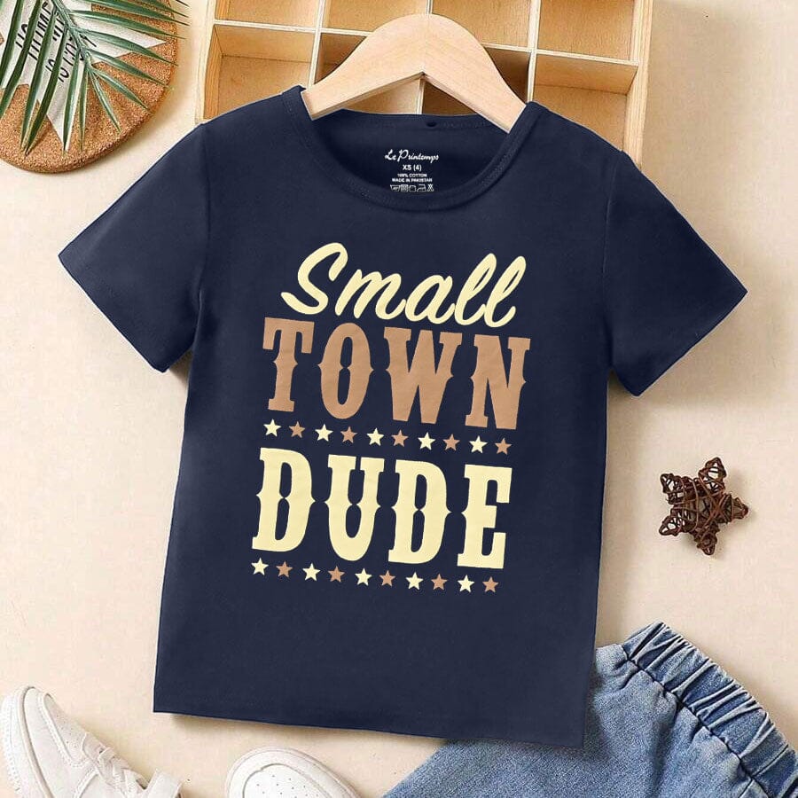 Le Printemps Boy's Small Town Printed Tee Shirt Boy's Tee Shirt Athar Traders Navy XS(4) 