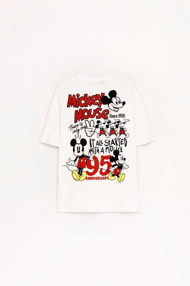 Lefties Men's Mickey Mouse Printed Short Sleeves Crew Neck Tee Shirt