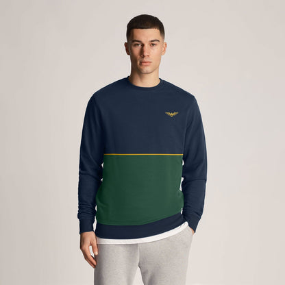 Eternity Premium Men's Contrast Design Fleece Sweat Shirt Men's Sweat Shirt ETY Navy & Bottle Green S 