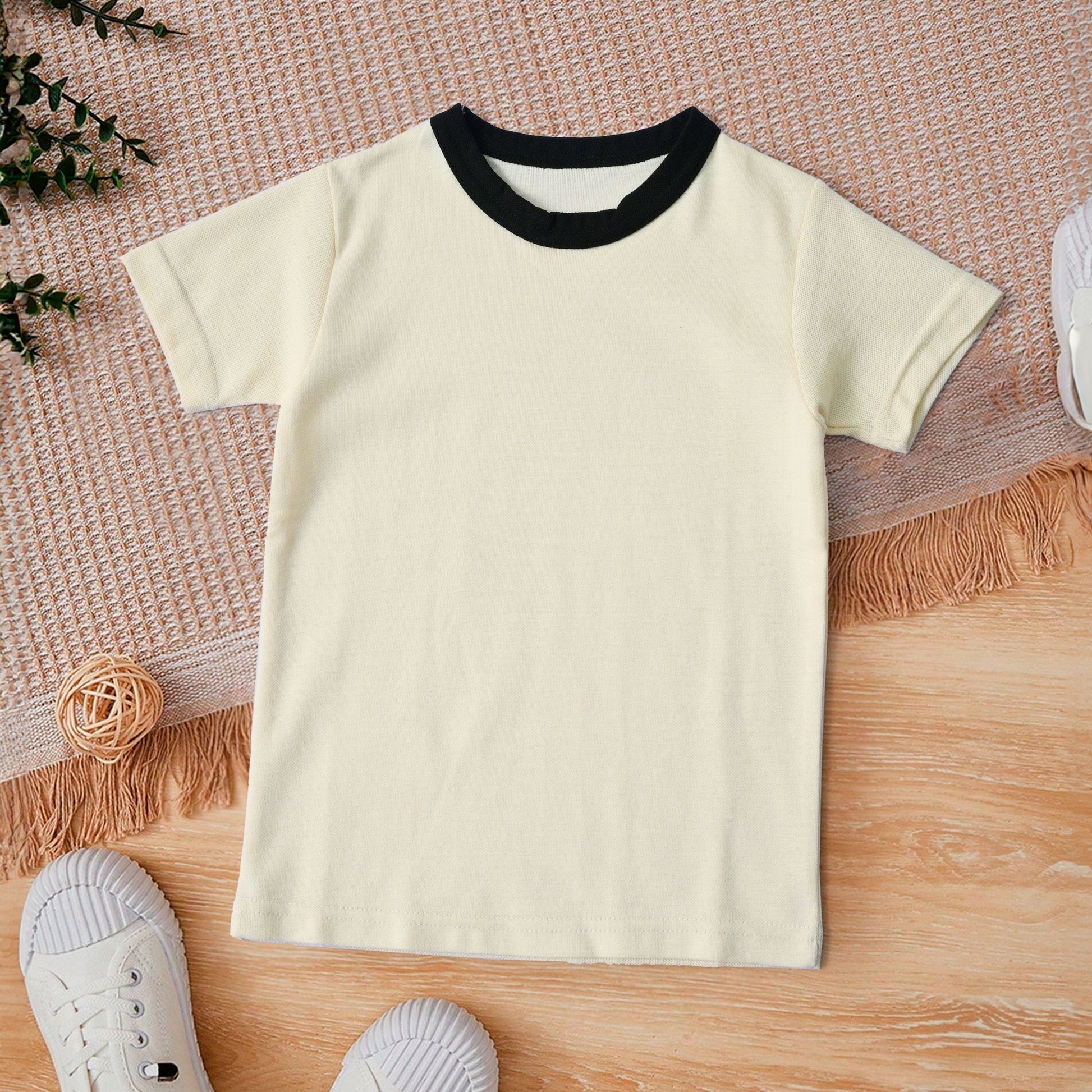 Kid's Crew Neck Minor Fault Tee Shirt Kid's Tee Shirt IBT Beige 9-12 Months 