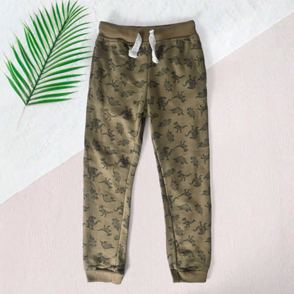 Kiki & Koko Kid's Dinosaur Printed Fleece Jogger Pants Kid's Trousers Minhas Garments Olive 92(1.5-2 Years) 