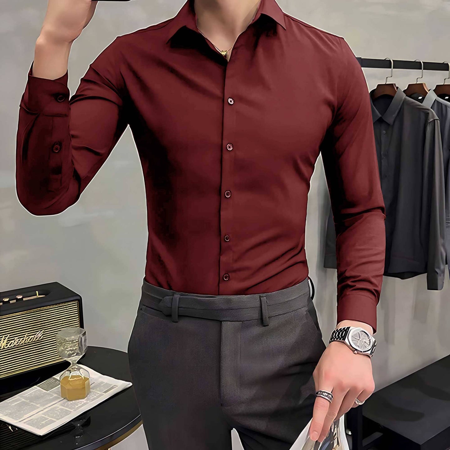 Polo Republica Slim Fit AirFlex: The Go-Anywhere Full Sleeves Minor Fault Shirt Minor Fault Polo Republica 