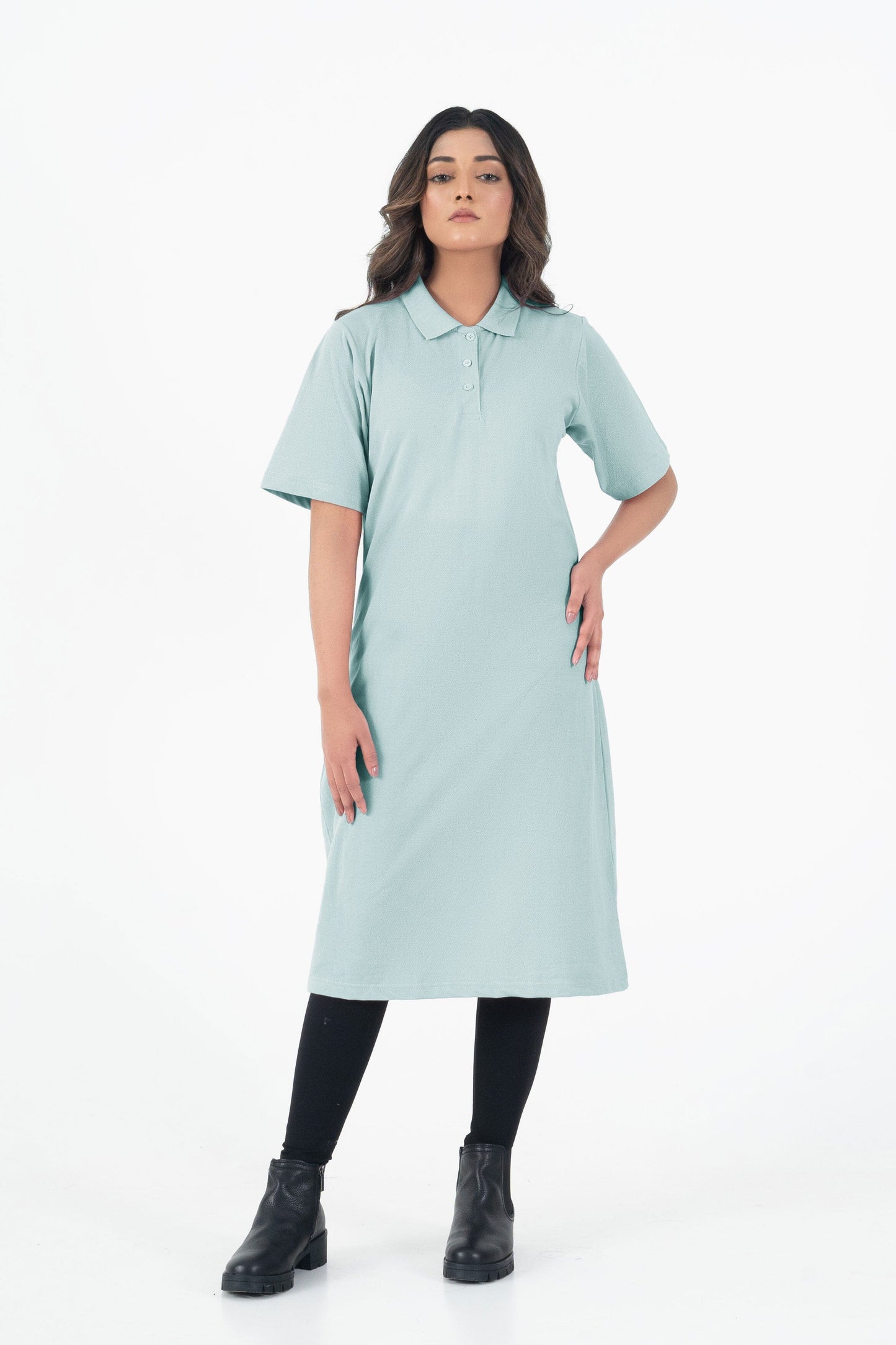 East West Women's Midi Polo Dress Women's Polo Shirt East West Turquoise S 