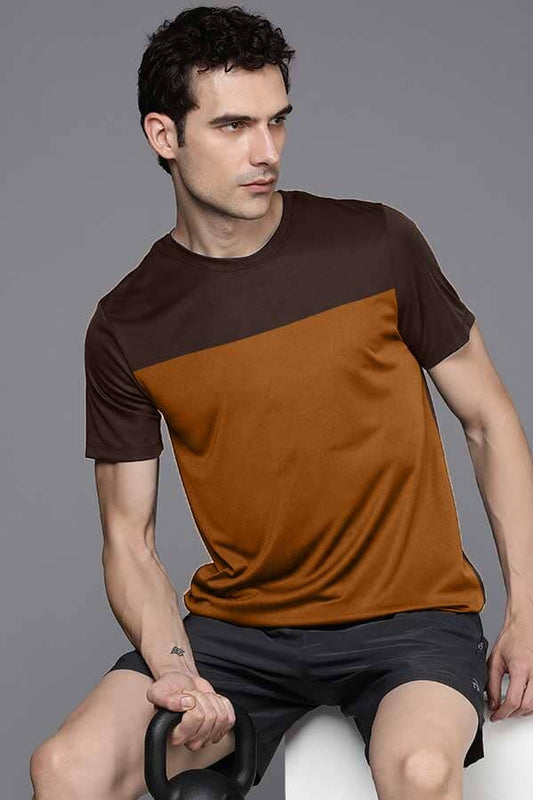 Men's Contrast Panel Style Crew Neck Tee Shirt