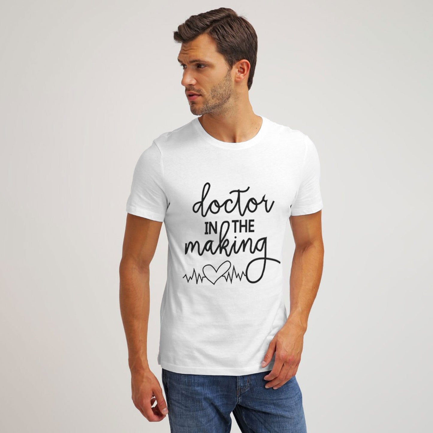 LE Men's Doctor In The Making Printed Short Sleeve Tee Shirt Men's Tee Shirt Image White S 