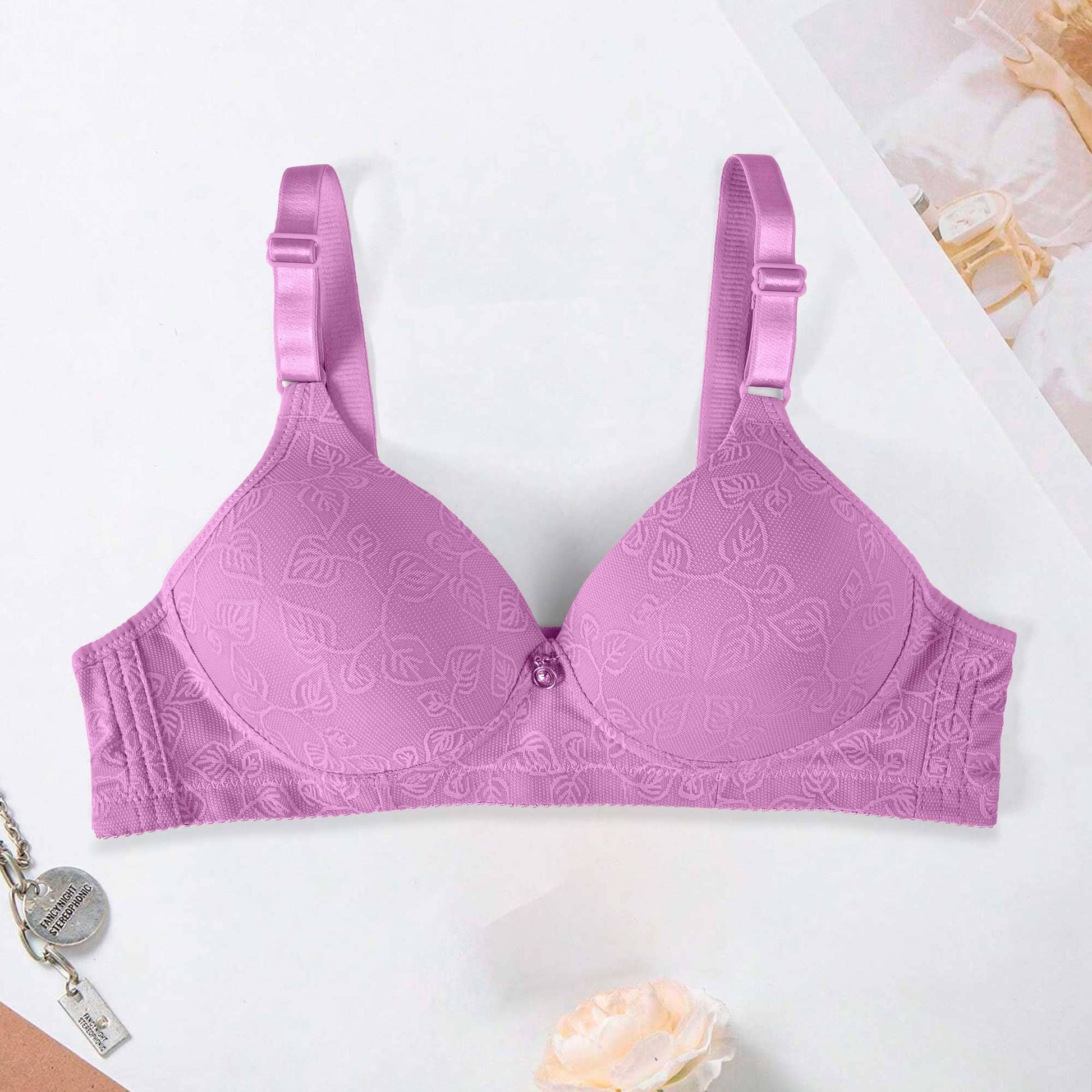 Buy Lilac Floral Lace Padded Bra 32D, Bras