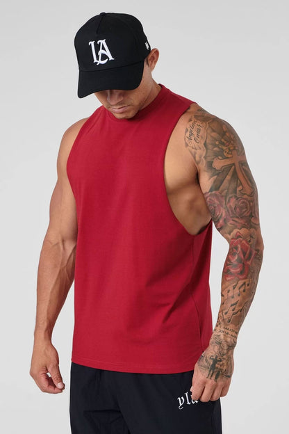 YLA Men's Wide Shoulder Cut Classic Tank Top Men's Activewear Vest Minhas Garments Maroon S 