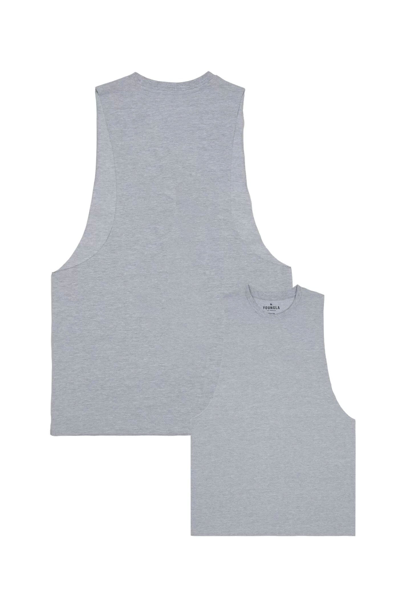 YLA Men's Wide Shoulder Cut Classic Tank Top Men's Activewear Vest Minhas Garments Heather Grey S 