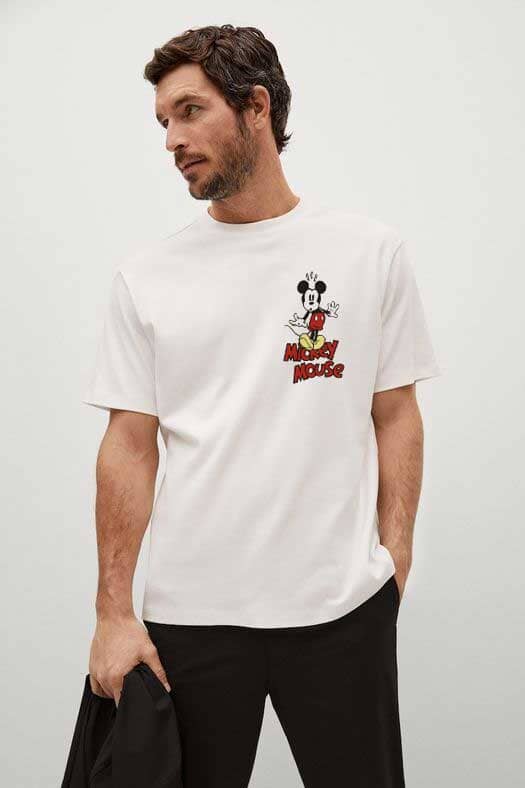 Lefties Men's Mickey Mouse Printed Short Sleeves Crew Neck Tee Shirt Men's Tee Shirt HTE 