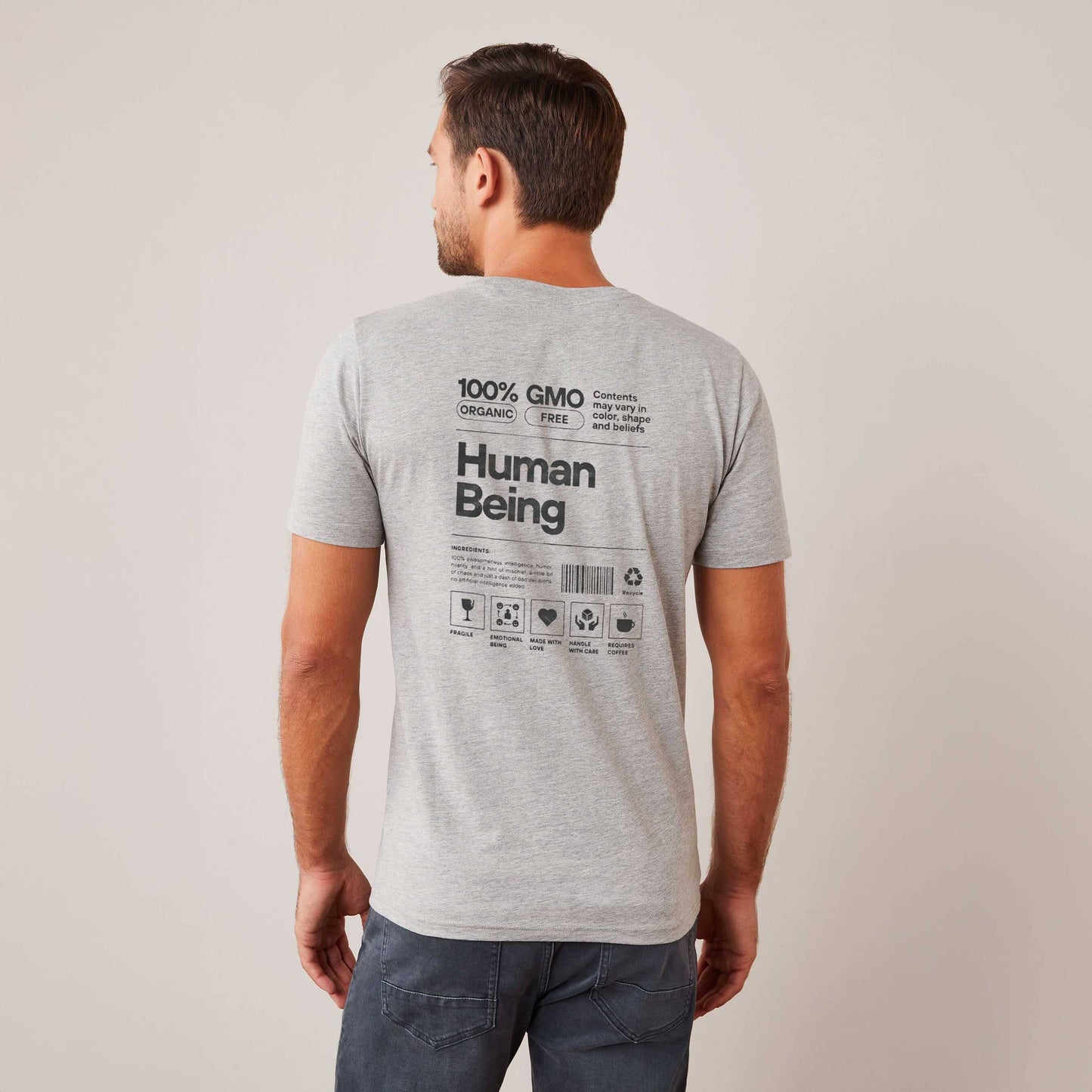 Men's Human Being Printed Crew Neck Tee Shirt