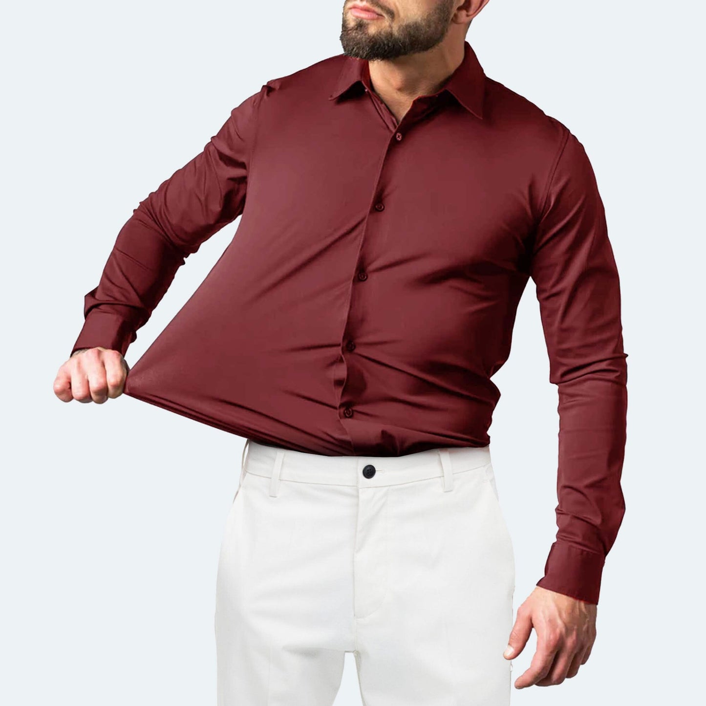 Polo Republica Slim Fit AirFlex: The Go-Anywhere Full Sleeves Minor Fault Shirt Minor Fault Polo Republica Maroon S 