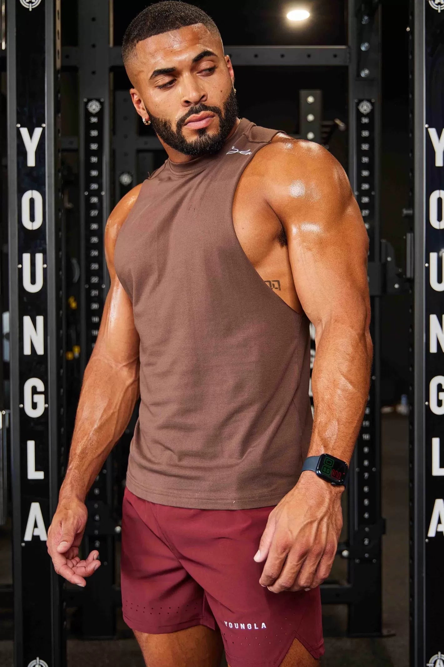 YLA Men's Wide Shoulder Cut Signature Tank Top Men's Activewear Vest Minhas Garments 