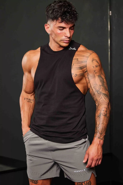 YLA Men's Wide Shoulder Cut Signature Tank Top Men's Activewear Vest Minhas Garments 