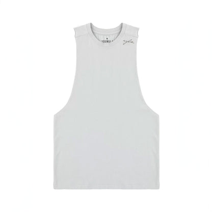 YLA Men's Wide Shoulder Cut Signature Tank Top Men's Activewear Vest Minhas Garments Sky S 