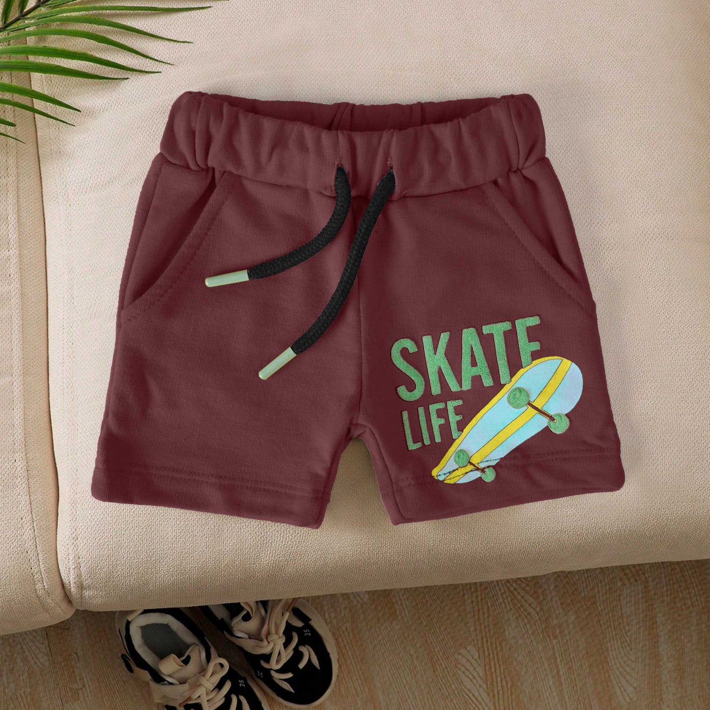 Tiny Teen Baby Kid's Skate Life Printed Minor Fault Shorts Kid's Shorts SNR Burgundy 6-9 Months 