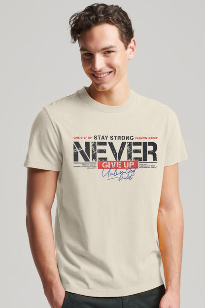 Kelbrg Men's Never Give UP Printed Short Sleeve Tee Shirt