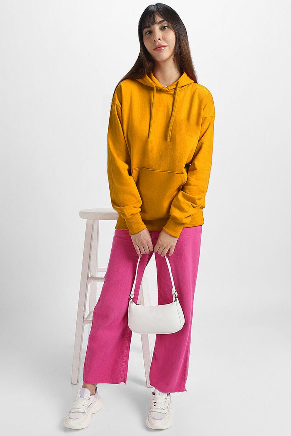 Women s Mustard Fleece Pullover Hoodie