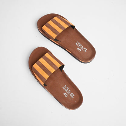 Black Camel Men's Stripe & Texture Design Soft Slides Men's Shoes Hamza Traders 