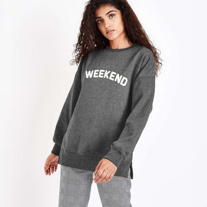 Royce Brand Women's Weekend Applique Embroidered Sweatshirt Women's Sweat Shirt Minhas Garments Charcoal S 