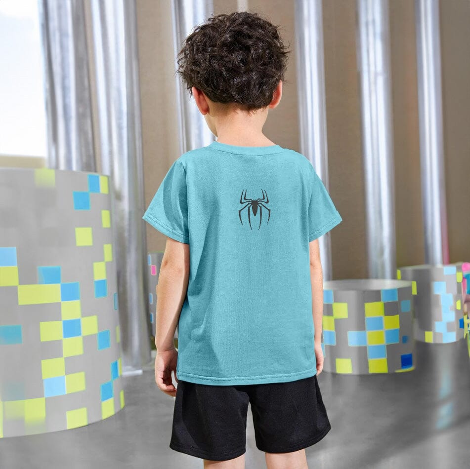 Polo Republica Boy's Superhero Hanging Spider Printed Tee Shirt Boy's Tee Shirt Polo Republica Sky 1-2 Years 