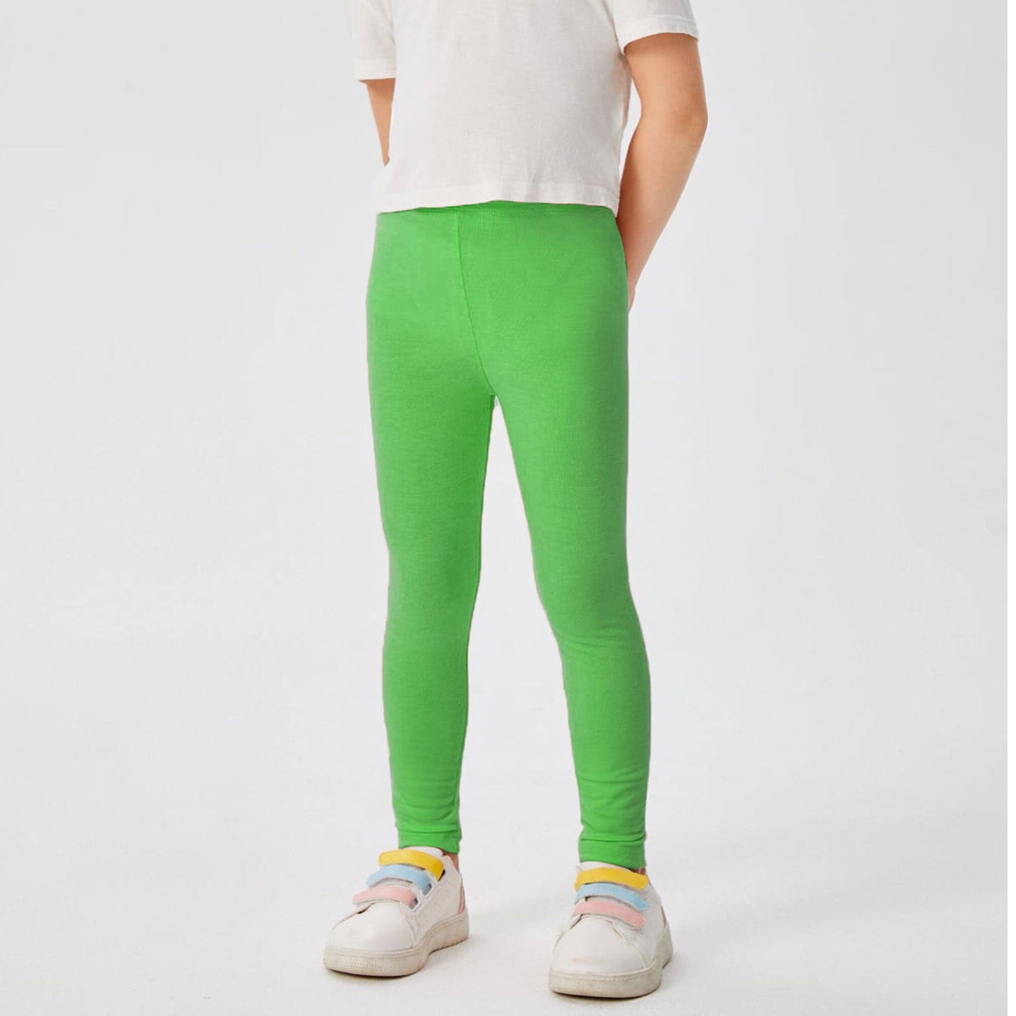 Hopio Kid's Solid Design Leggings Kid's Trousers MHJ Green 2-3 Years 