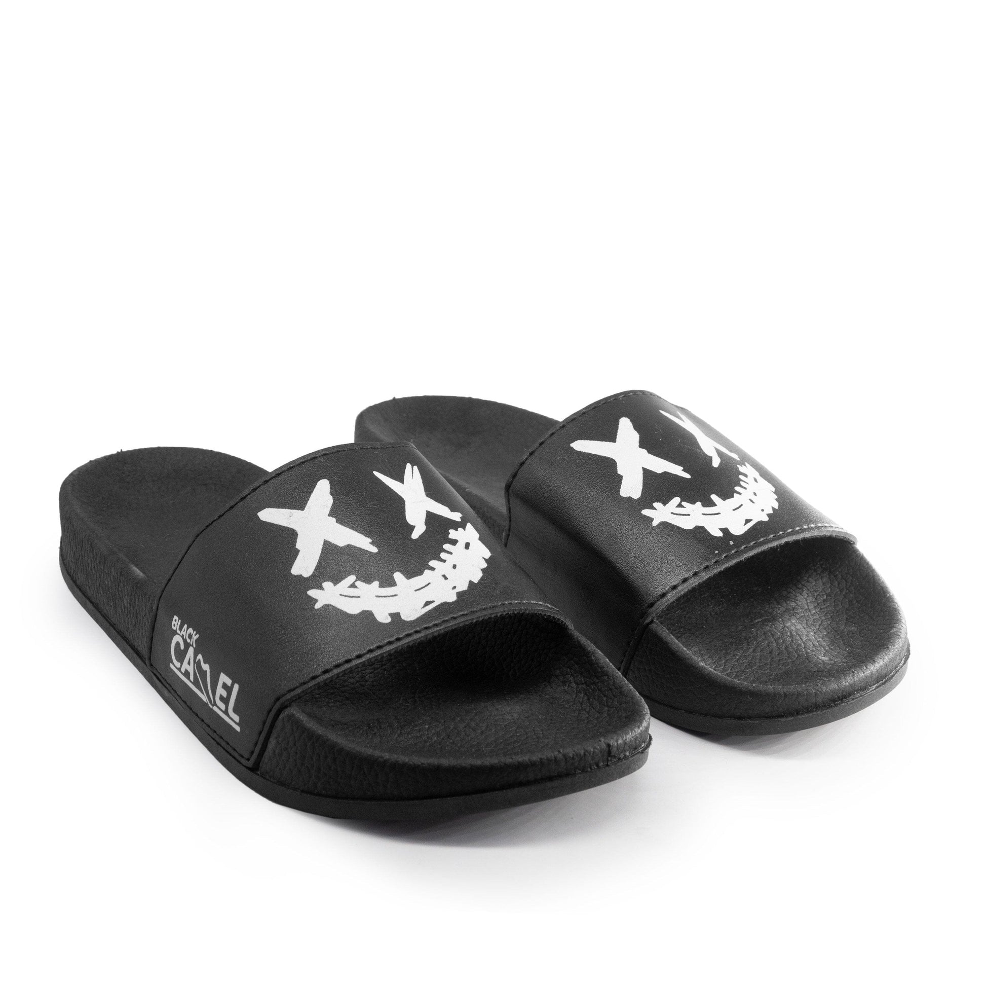 Black Camel Men's Crossed Eyes Face Printed Slides Men's Shoes Hamza Traders Black EUR 39 