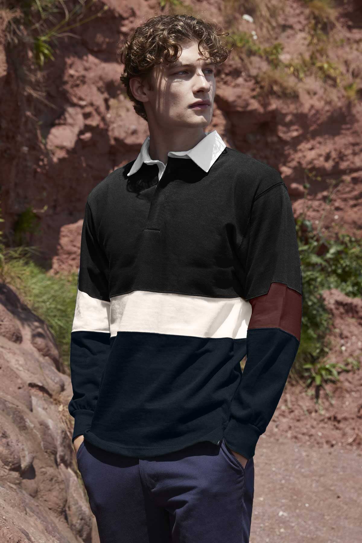 MG Men's Color-Block Polo Shirt