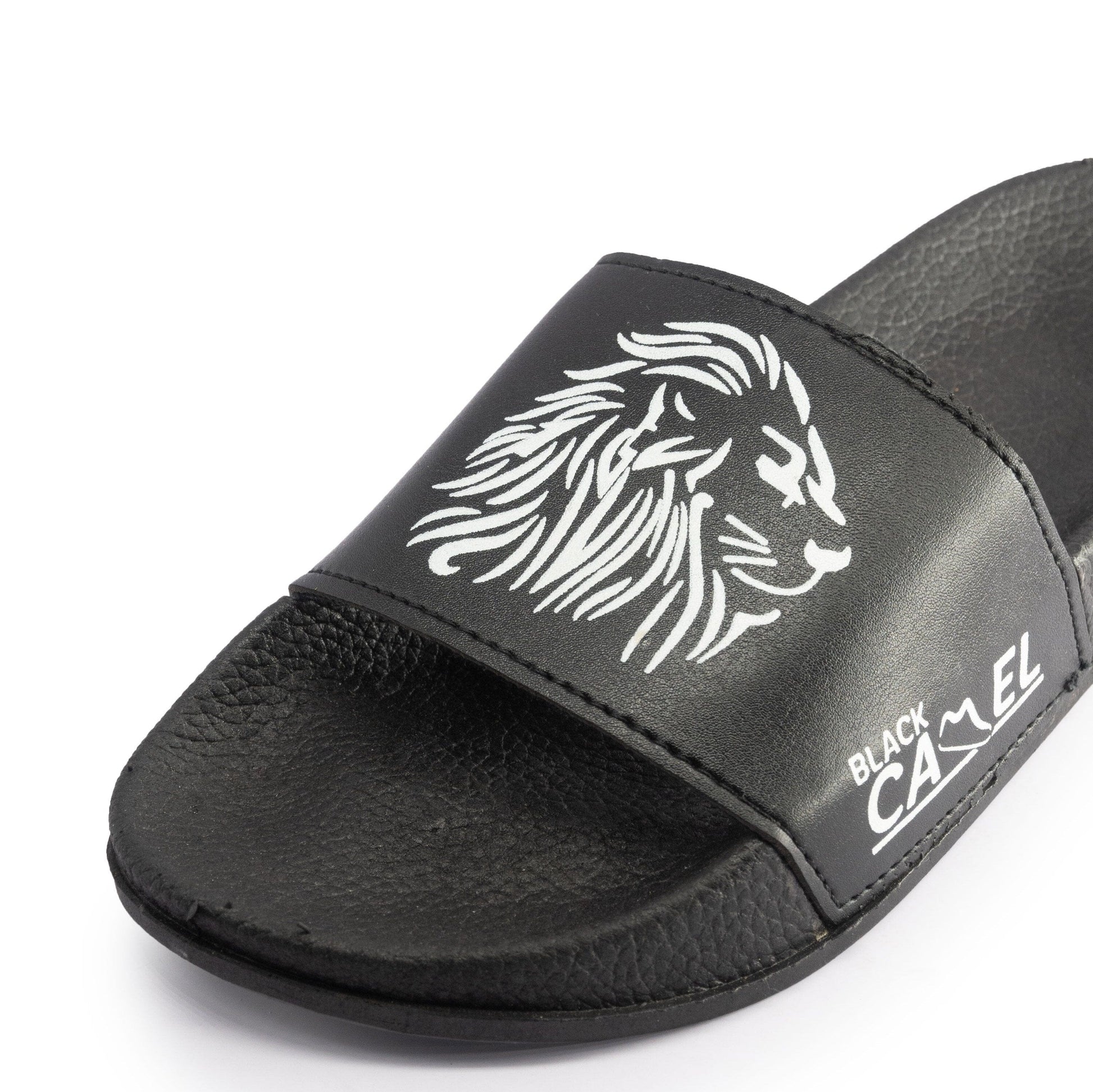 Black Camel Men's Alpha Lion Printed Slides Men's Shoes Hamza Traders Black EUR 39 