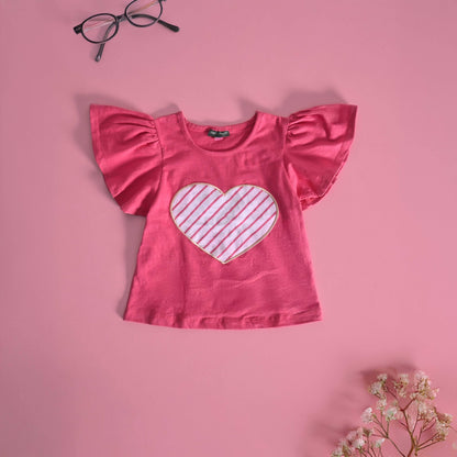 VC Girl's Heart Design Short Sleeve Tee Shirt Girl's Tee Shirt TAHIR SIDDIQUI ( SALE BASIS ) Pink 2T 