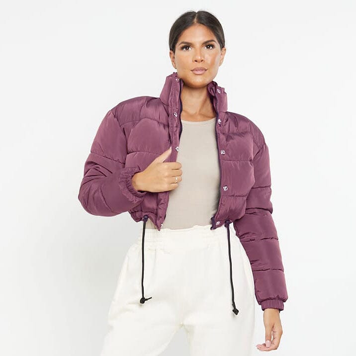 Rising Women's Padded Puffer Crop Jacket Women's Jacket Rooshani Enterprises Plum XS 