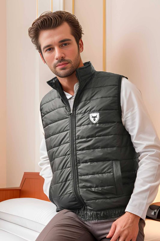 Burnt Soul Men's Bull Embroidered Body Warmer Puffer Gilet Men's Gilet IBT 