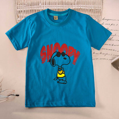 Junior Republic Kid's Snoopy Printed Crew Neck Tee Shirt Boy's Tee Shirt JRR Blue 1-2 Years 