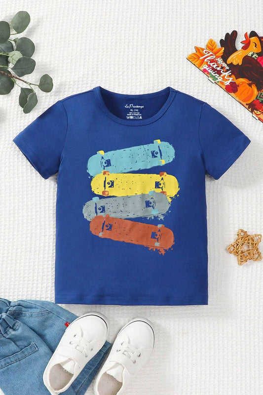 Le Printemps Boy's Skateboard Printed Short Sleeve Tee Shirt Boy's Tee Shirt Athar Traders 