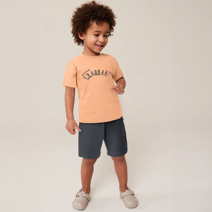 TA Boy's Craquant Embroidered Minor Fault Tee Shirt Boy's Tee Shirt Minhas Garments Peach 2 Years 