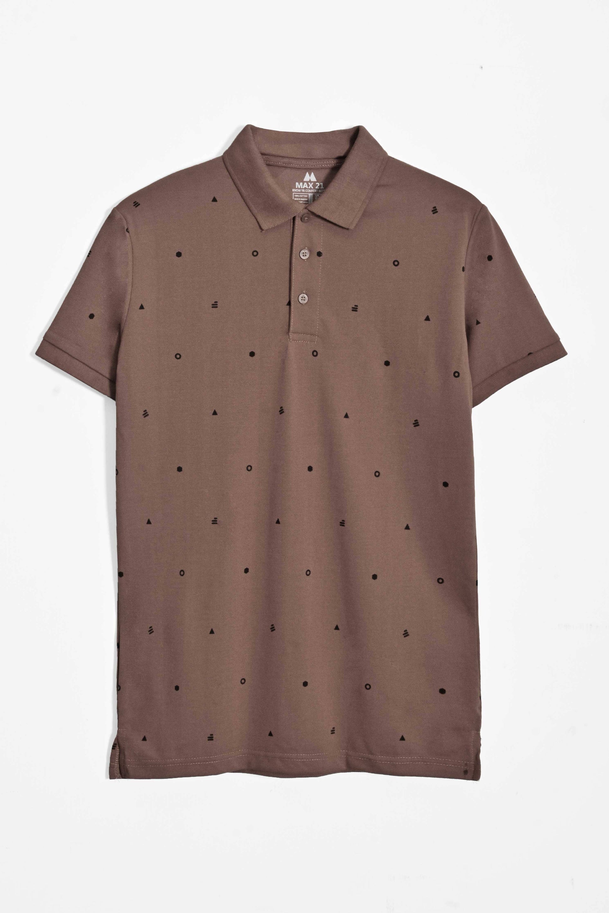 Max 21 Men's Fresno Printed Design Classic Polo Shirt Men's Polo Shirt SZK Brown S 