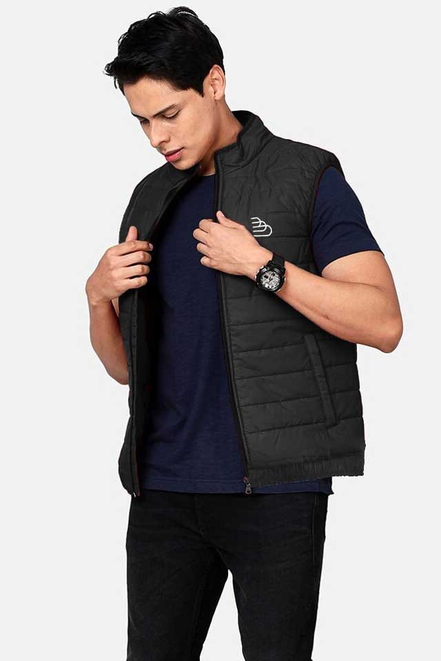 The Burnt Soul Men's Logo Embroidered Sleeveless Madrid Puffer Gilet Men's Gilet IBT 