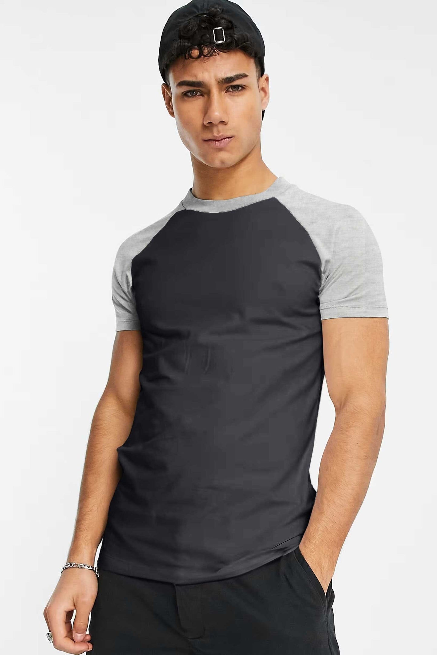 Men's Contrast Design Raglan Sleeve Minor Fault Tee Shirt