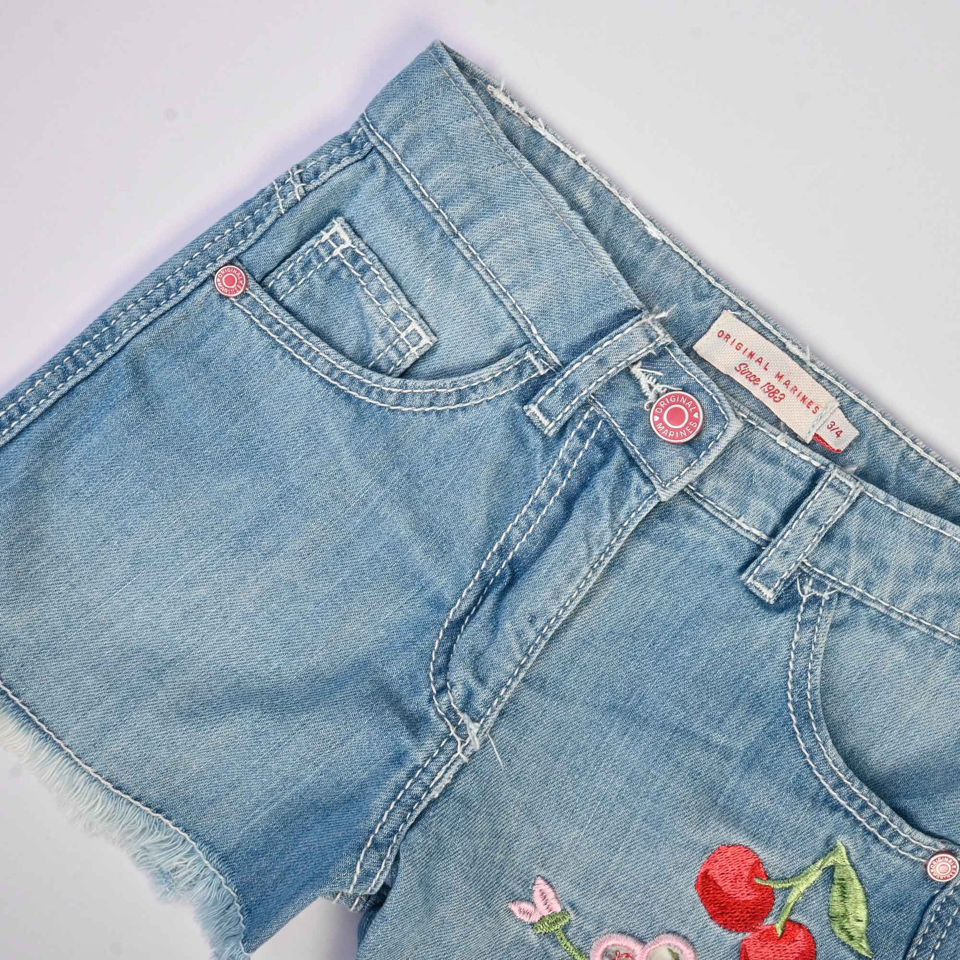 Cherry Embroidered Denim Jeans