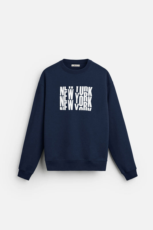 Tuman Men's NewYork Printed Fleece Sweat Shirt Men's Sweat Shirt Polo Republica Navy XS 