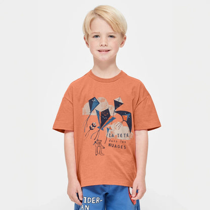 TA Boy's Kites Printed Tee Shirt Boy's Tee Shirt Minhas Garments Peach 2 Years 