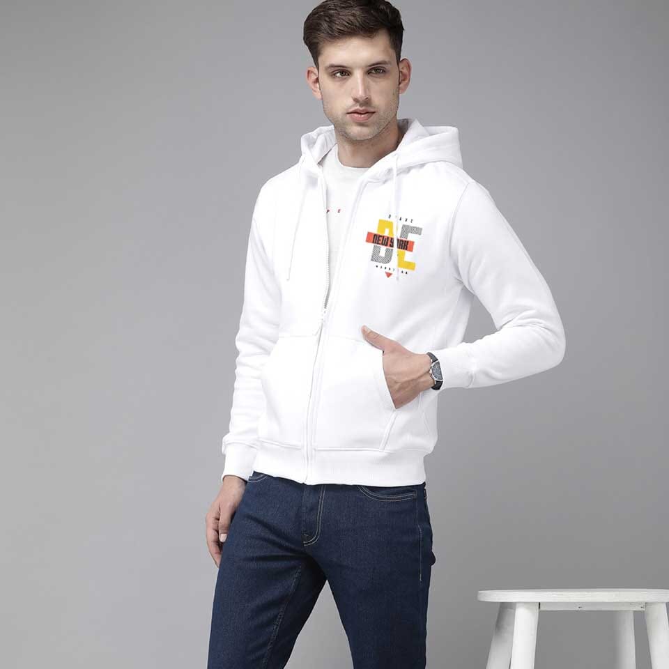 Polo Republica Men's New York Printed Terry Zipper Hoodie Men's Zipper Hoodie Polo Republica White S 