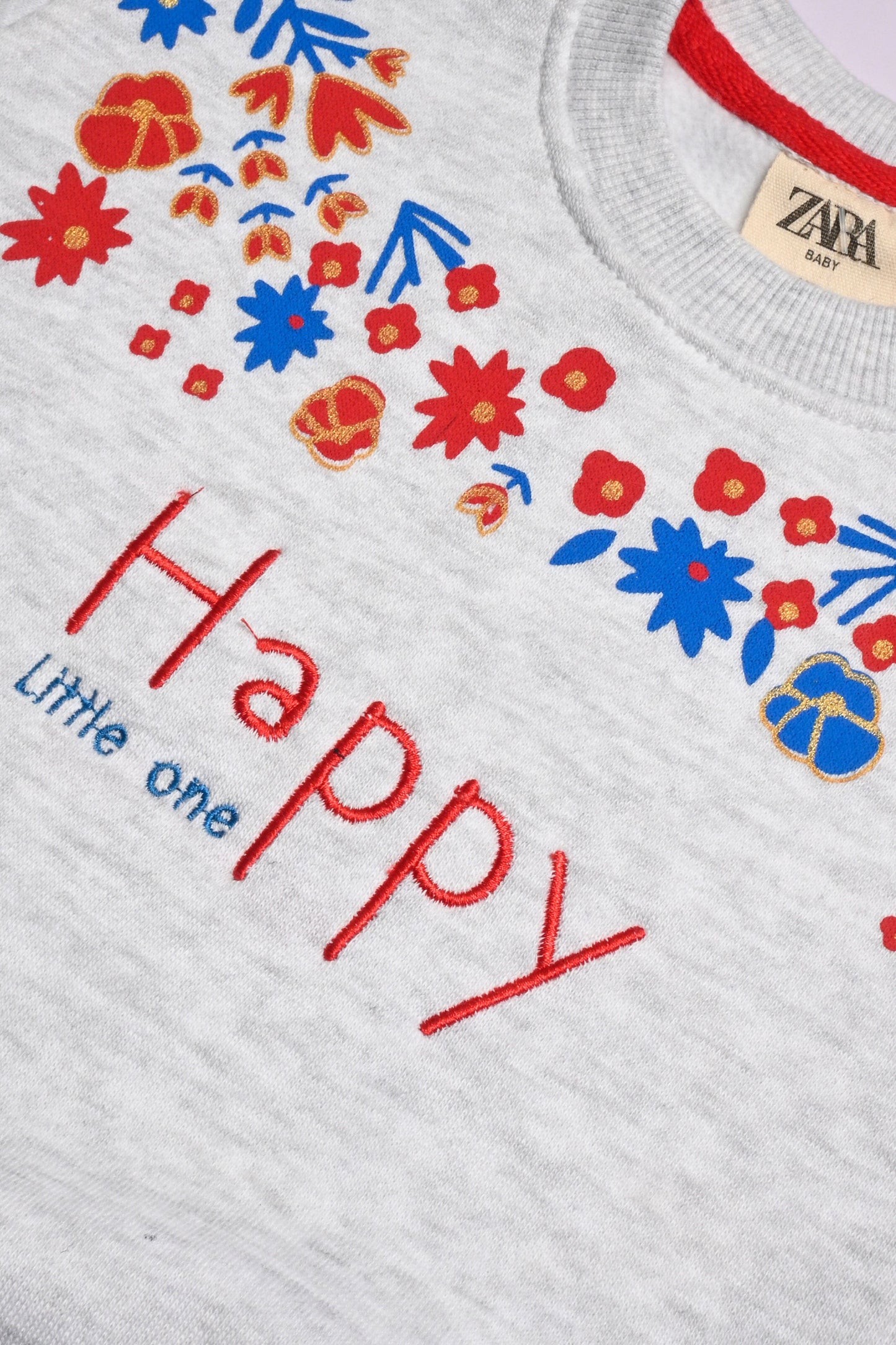 Kid's Floral Printed Happy Little One Minor Fault Fleece Sweat Shirt Kid's Sweat Shirt SNR 