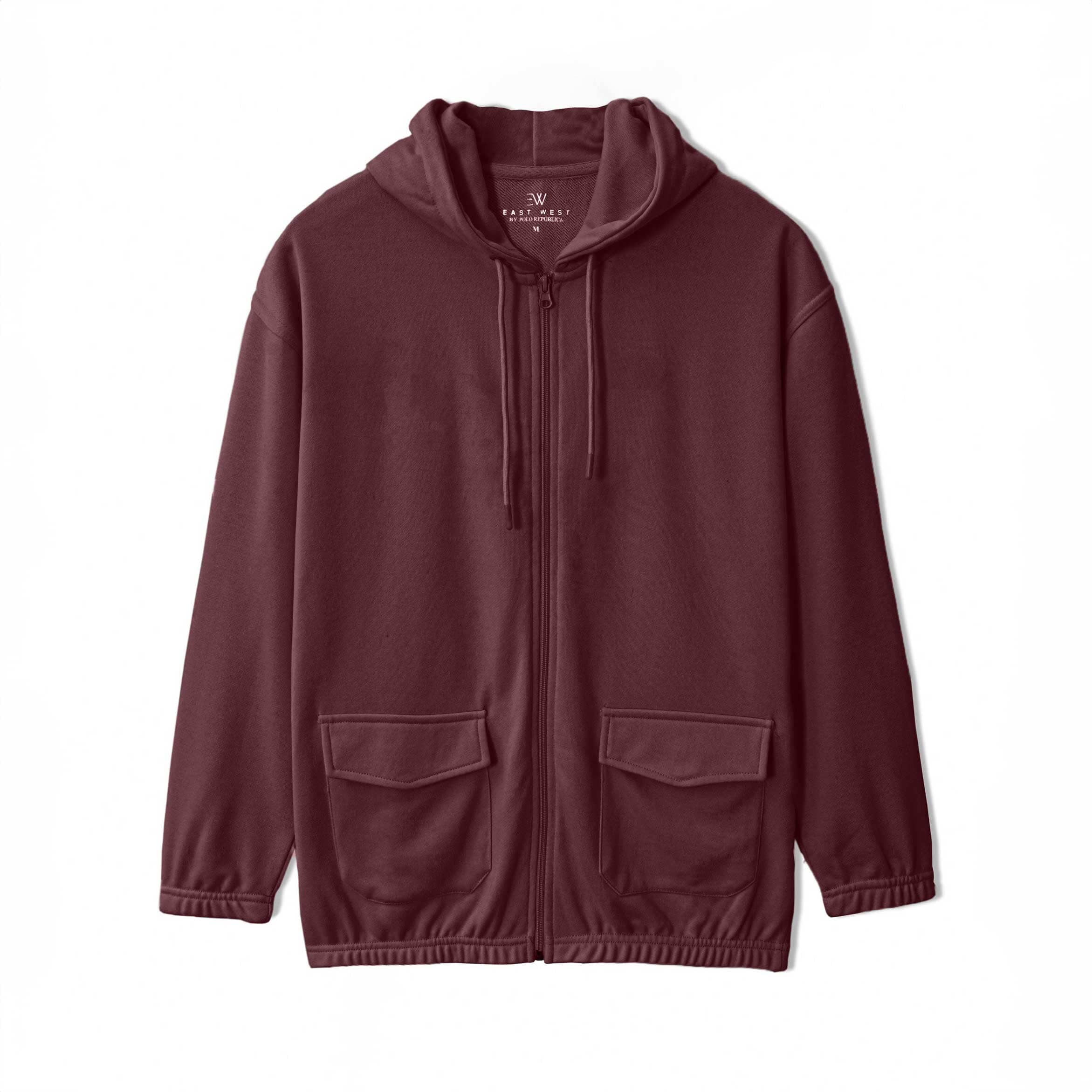 Burgundy zip hoodie women's deals